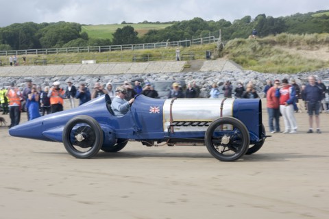 1925 Sunbeam 350 hp driven by Ian Stanfield at Pendine Sands 2015. Creator: Unknown.