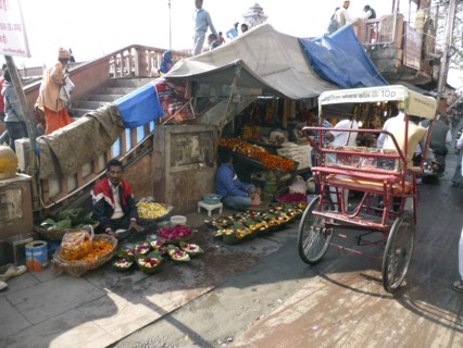Street scene with market stalls, India 2017. Creator: Unknown.