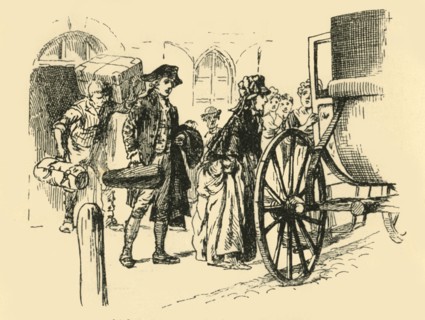 'The carriage which was to convey the travellers drew up at the door', (1907).  Creator: Unknown.