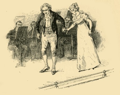 'Taking his hand, turned him round to the audience', (1907).  Creator: Unknown.