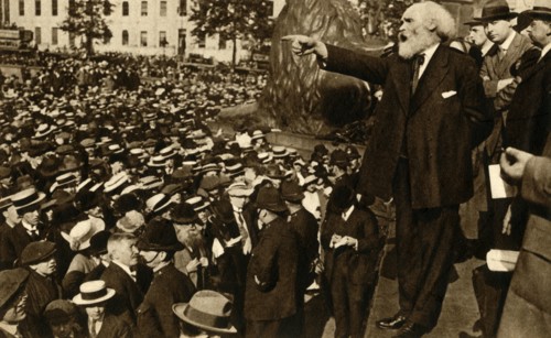 Keir Hardie gives a speech in Trafalgar Square, London, 2 August 1914, (1933). Creator: Unknown.