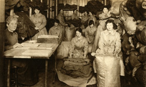 Sorting uniforms at the WAAC clothing store, First World War, 1914-1918, (1933).  Creator: Unknown.