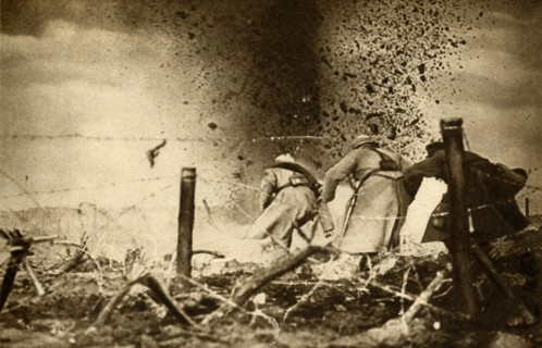 'An H.E. shell exploding', First World War, 1914-1918, (1933).  Creator: Unknown.