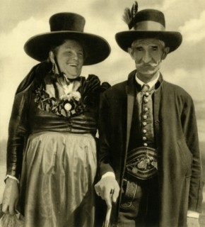 Couple in traditional dress, Sankt Lambrecht, Styria, Austria, c1935.  Creator: Unknown.