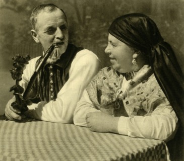 Couple in traditional dress, Upper Austria, c1935.  Creator: Unknown.