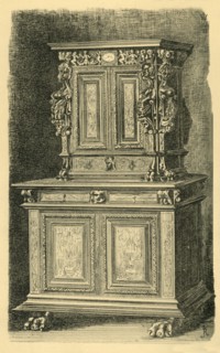Walnut cabinet, mid 16th century?, (1881). Creator: J Randall.