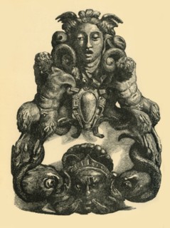 Door knocker with dolphins and satyrs, early 17th century, (1881). Creator: John Emms.