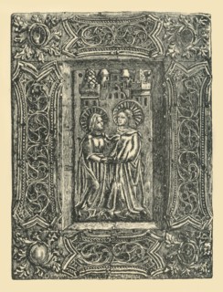 The Salutation, book cover, 15th century, (1881).  Creator: W. Rawson.
