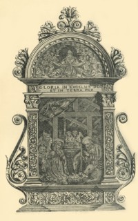 Silver pax with nativity scene, early-mid 19th century, (1881). Creator: W. M. McGill.