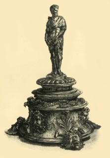 Bronze inkstand with figurine of a Roman emperor, mid 16th century, (1881).  Creator: W. W. McCarty.