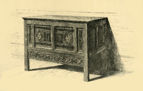 Oak chest, 1460-1480, (1881).  Creator: Frederick Albert Slocombe.