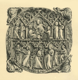 Carved ivory mirror back, c1310-1320, (1881).  Creator: D Jones.
