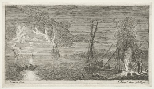 A Bonfire and Moonlight. Creator: Reinier Nooms (Dutch, c. 1623-1667).