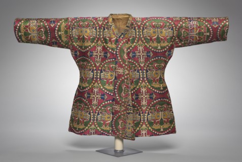 A Child?s Coat with Ducks in Pearl Medallions and a Child's Pants, 700s. Creator: Unknown.