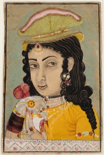 A European Lady holding a bottle and cup, c. 1710-20. Creator: Unknown.
