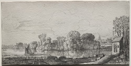 A Little Chapel by a Pond. Creator: Jan van de Velde (Dutch, 1620-1662).