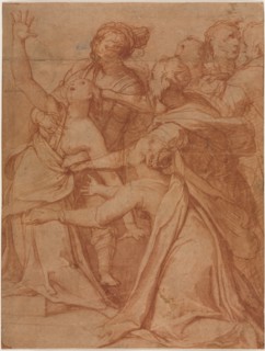 A Miracle of Saint Philip Benizzi: The Healing of a Demoniac Woman, c. 1557. Creator: Taddeo Zuccaro (Italian, 1529-1566).