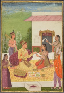 A prince conversing with a woman while taking refreshments on a terrace, c. 1710-1720. Creator: Unknown.