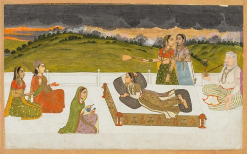 A princess reclining on a terrace with attendants, c. 1730-1740. Creator: Unknown.