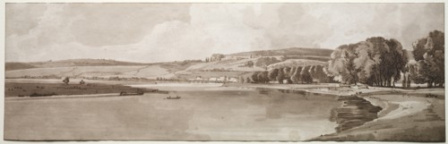 A Selection of Twenty of the Most Picturesque Views in Paris: View of Belle Vue & Pont de Sêve, 1802 Creator: Thomas Girtin (British, 1775-1802); Frederick Christian Lewis (British, 1779-1856).