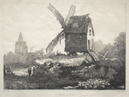A Series of Ancient Buildings and Rural Cottages in the North of England: At Crowland, Windmill, 182 Creator: Samuel Prout (British, 1783-1852).