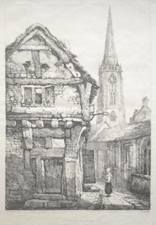 A Series of Ancient Buildings and Rural Cottages in the North of England: At York, Street..., 1821. Creator: Samuel Prout (British, 1783-1852).