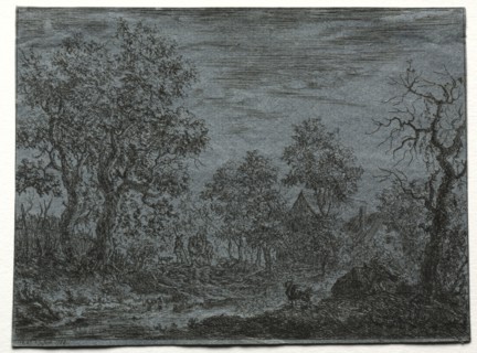 A Small River in the Foreground with a Cow and Goat, 1744. Creator: Christian Ludwig von Hagedorn (German, 1712-1780).