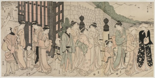 A Thousand Autumns, Ten Thousand Years on Tokiwa Bridge, early 1790s. Creator: Katsukawa Shuncho (Japanese).