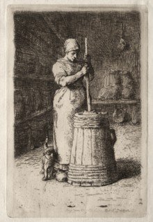 A Woman Churning. Creator: Jean-François Millet (French, 1814-1875).