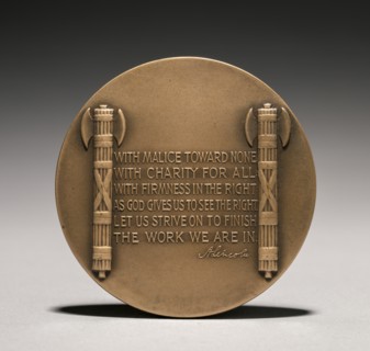 Abraham Lincoln Medal (reverse), 1900s. Creator: Charles Calverley (American, 1833-1914).