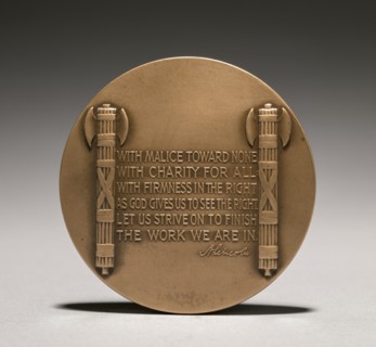 Abraham Lincoln Medal (reverse), 1900s. Creator: Charles Calverley (American, 1833-1914).
