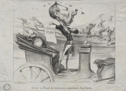 Actualities (No. 81): The Arrival in Alsace of the extraordinary commissioner, Coco Romieu, 1850. Creator: Honoré Daumier (French, 1808-1879).