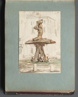 Album with Views of Rome and Surroundings, Landscape Studies, page 17a: Roman Fountian. Creator: Franz Johann Heinrich Nadorp (German, 1794-1876).