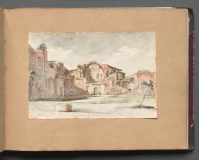 Album with Views of Rome and Surroundings, Landscape Studies, page 22a: "Terme di Diocleziano, Rome" Creator: Franz Johann Heinrich Nadorp (German, 1794-1876).