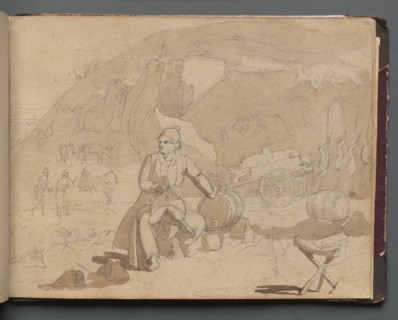 Album with Views of Rome and Surroundings, Landscape Studies, page 39a: Figure in a Landscape. Creator: Franz Johann Heinrich Nadorp (German, 1794-1876).