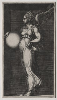 Allegorical Figure Holding a Sphere, mid 1560s. Creator: Giorgio Ghisi (Italian, 1520-1582).