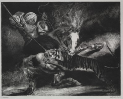 An Attack by a Tiger. Creator: Louis Candide Boulanger (French, 1806-1867).