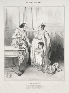 Ancient History, plate 46: The Mother of the Gracchi, 1842. Creator: Honoré Daumier (French, 1808-1879); Aubert.