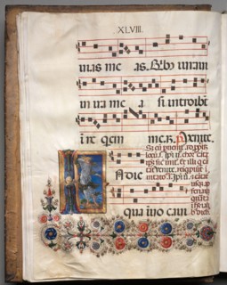 Antiphonary: Initial, angel, c. 1470-1480. Creator: Girolamo da Cremona (Italian), follower of.