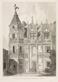 Architectural Antiquities of Normandy (Vol. II), Pl. 64: House in the Place de la Pucelle, at Rouen, Creator: John Sell Cotman (British, 1782-1842); J & A Arch, Cornhill & J.S. Cotman.