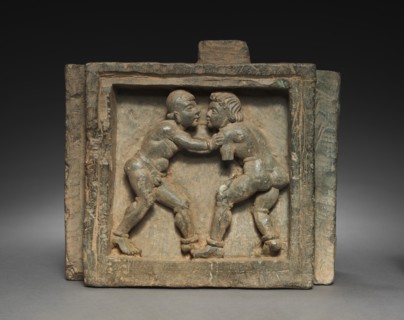 Architectural Bracket with Wrestlers, 100s-200s. Creator: Unknown.