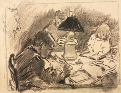 Around the Lamp, 1888. Creator: Auguste Louis Lepère (French, 1849-1918).