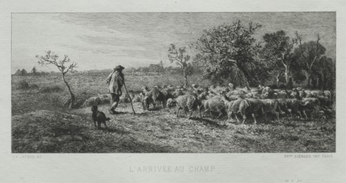 Arriving at the Field. Creator: Charles-Émile Jacque (French, 1813-1894).