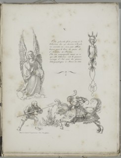 Art of the Lithograph: Three Designs from Dürer?s Prayer Book, Plate V , 1819. Creator: Alois Senefelder (German, 1771-1834).