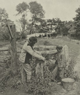 At the Grindstone--A Suffolk Farmyard, 1888. Creator: Peter Henry Emerson (British, 1856-1936); Sampson Low, Marston, Searle and Rivington.