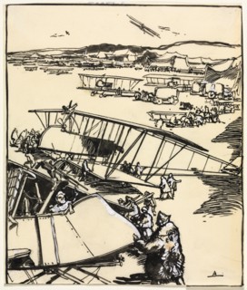 Avions reposant sur le terrain (recto and verso), 1914. Creator: Auguste Louis Lepère (French, 1849-1918).
