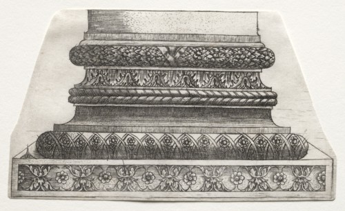 Base and Capital with Figure of Fame and Winged Horses (base), c. 1525-1550. Creator: Master G. A. with the man-trap (Italian, active 1525-50).