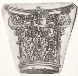 Base and Capital with Putti, c.1525-1550. Creator: Master G. A. with the man-trap (Italian, active 1525-50).