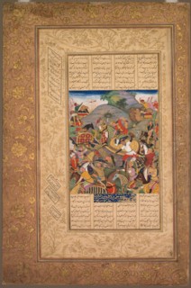 Battle between Manuchihr and Tur, from a Shah-nama (Book of Kings) of Firdausi?, c. 1610. Creator: Unknown.