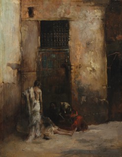 Beggars by a Door, 1870. Creator: Mariano Fortuny y Carbó (Spanish, 1838-1874).